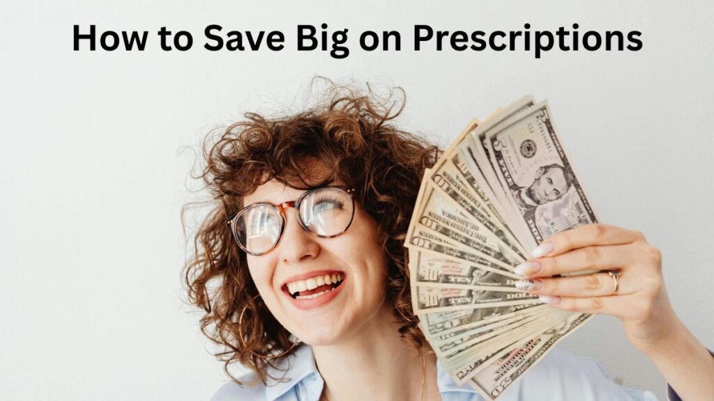 A happy senior couple looking at a pharmacy receipt with text overlay: How to Save Big on Prescriptions City by City Guide 2026.